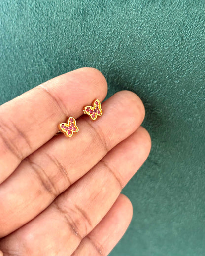Gold-Plated Butterfly Stud Earrings