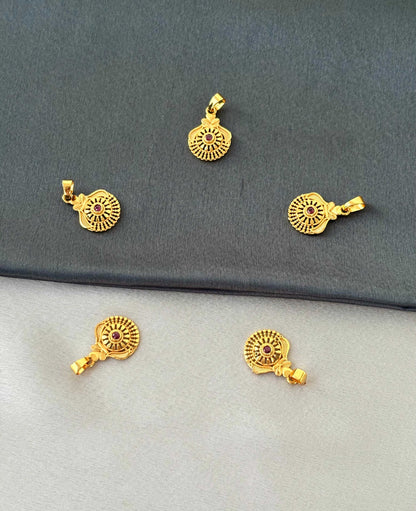 Gold-Plated Filigree Pendants with Red Stone