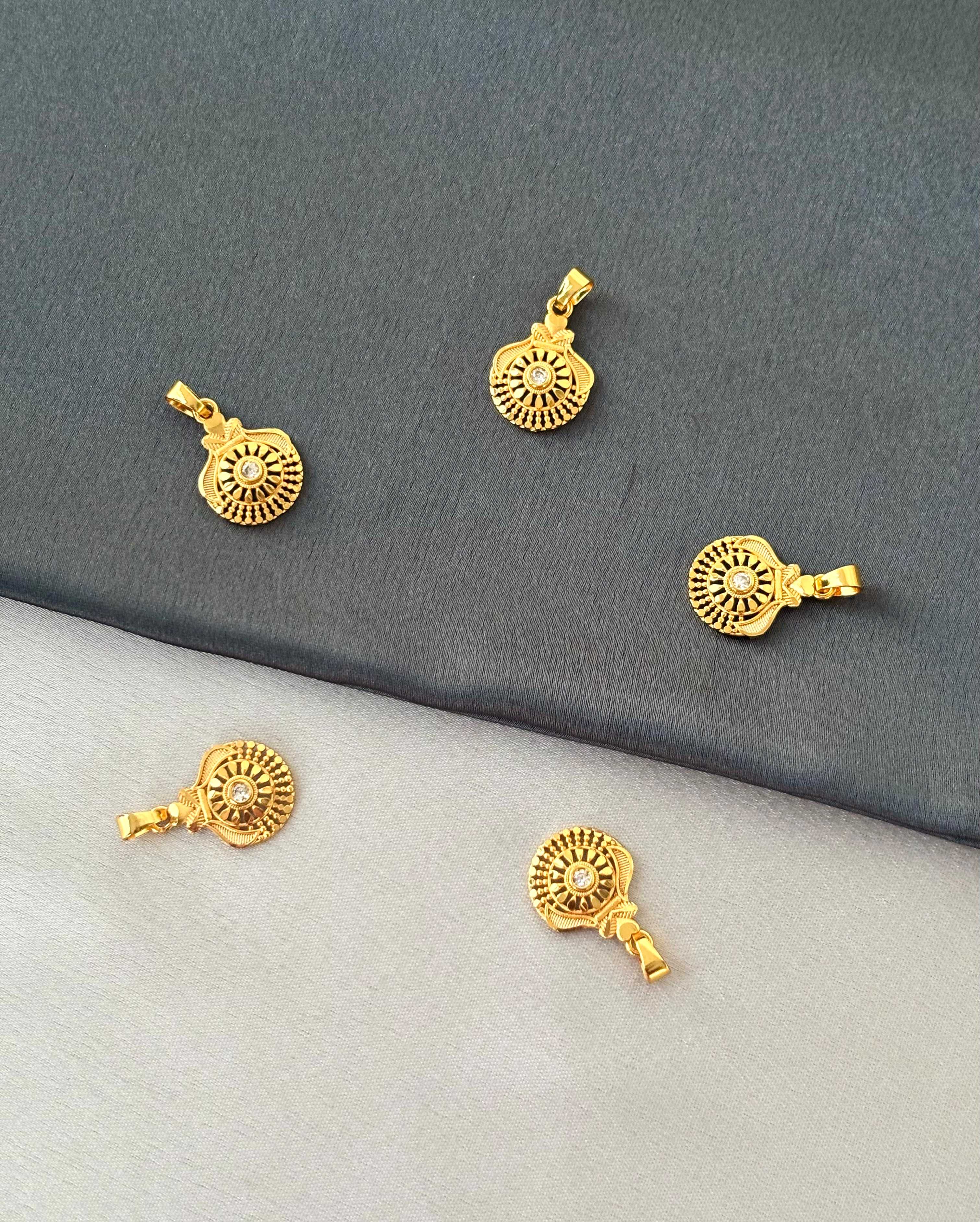 Gold-Plated Filigree Pendants with White Stone