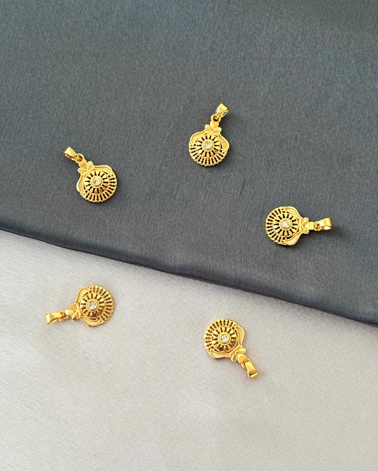 Gold-Plated Filigree Pendants with White Stone