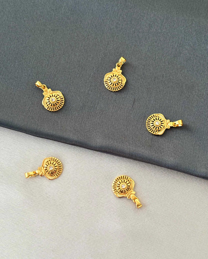 Gold-Plated Filigree Pendants with White Stone