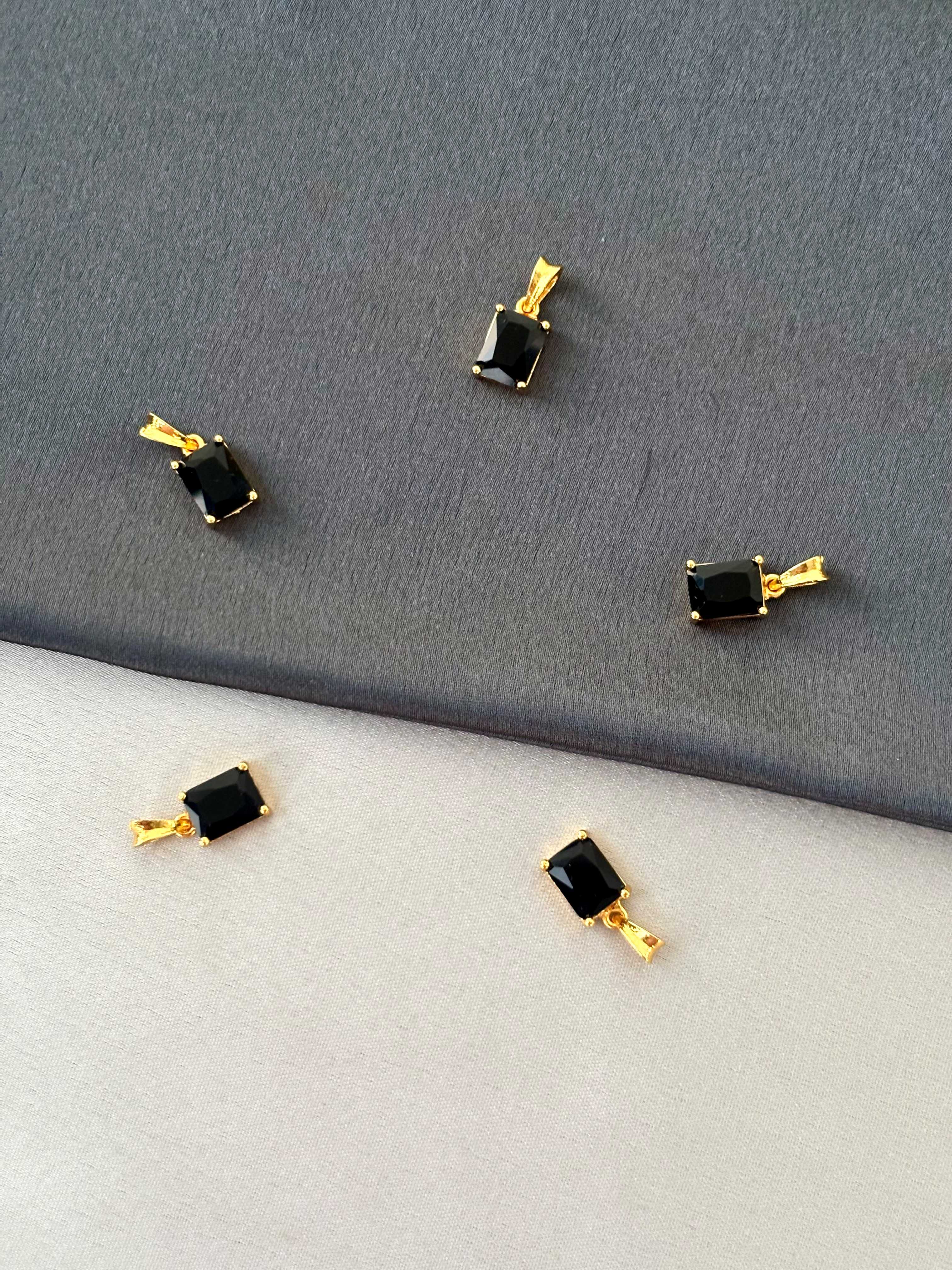 Gold-Plated Black Emerald Cut Pendants