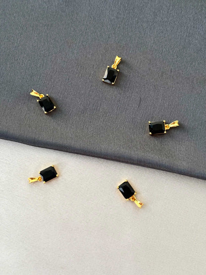 Gold-Plated Black Emerald Cut Pendants
