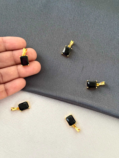 Gold-Plated Black Emerald Cut Pendants