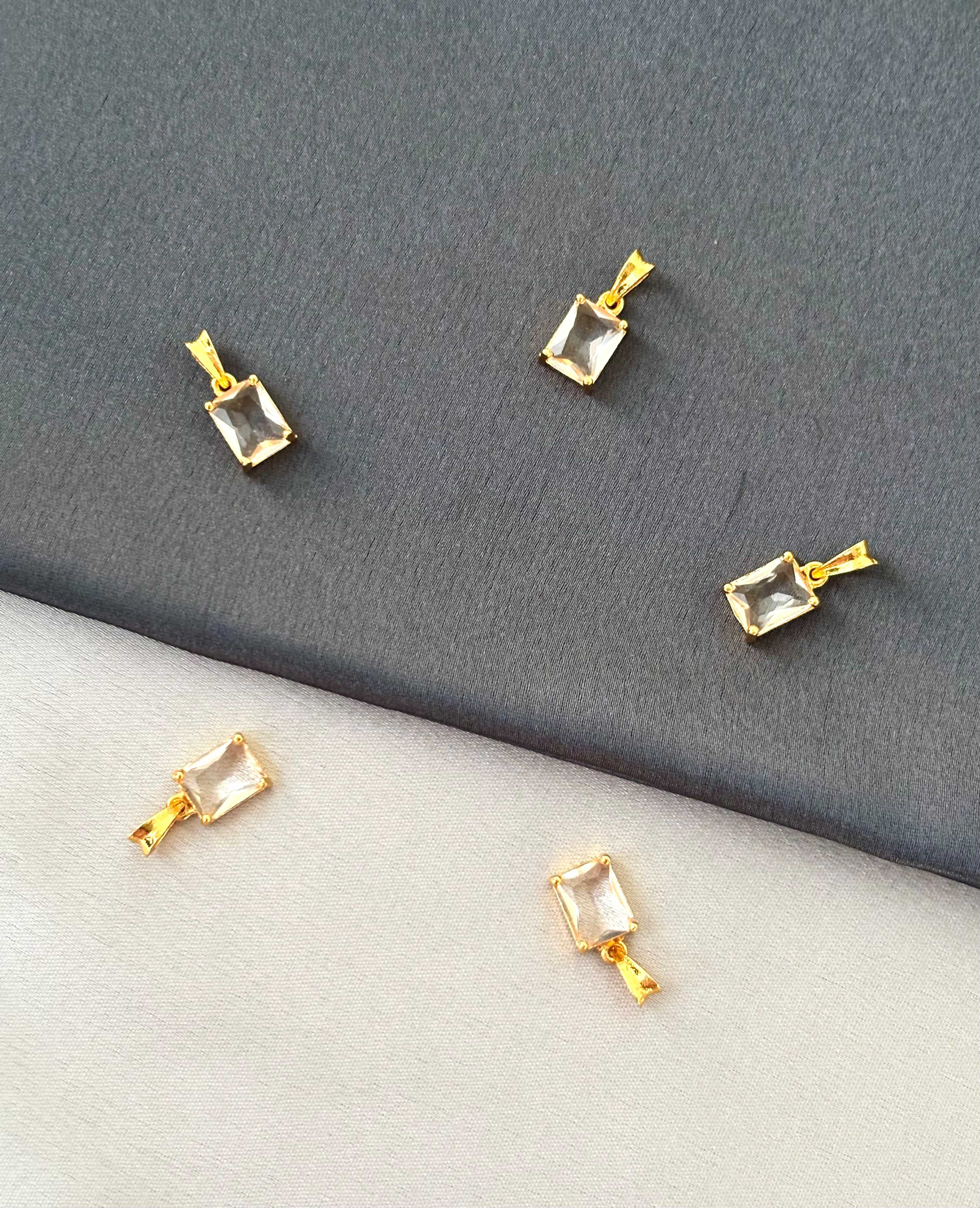 Gold-Plated Clear Crystal Emerald Cut Pendants