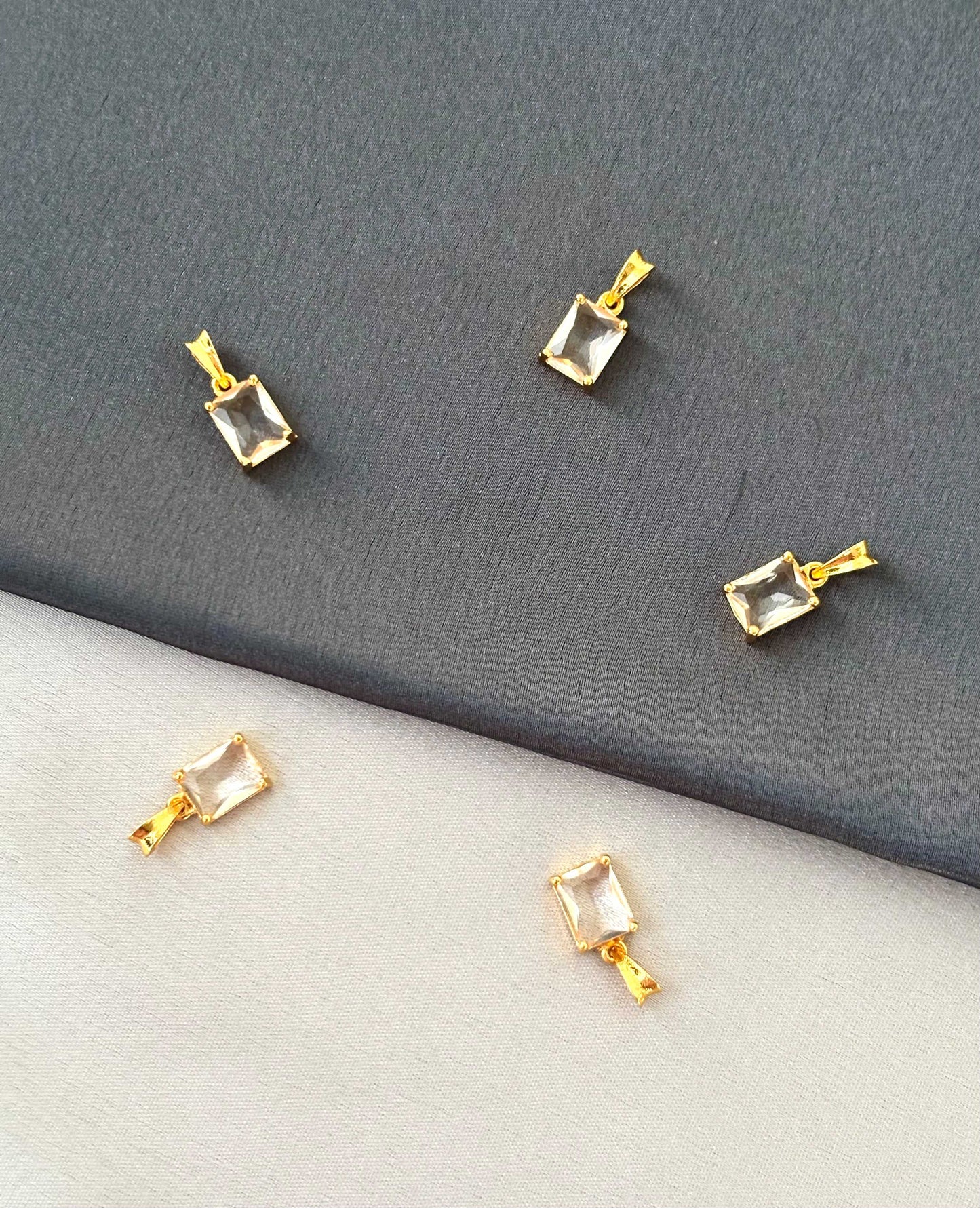 Gold-Plated Clear Crystal Emerald Cut Pendants
