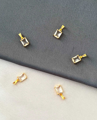 Gold-Plated Clear Crystal Emerald Cut Pendants