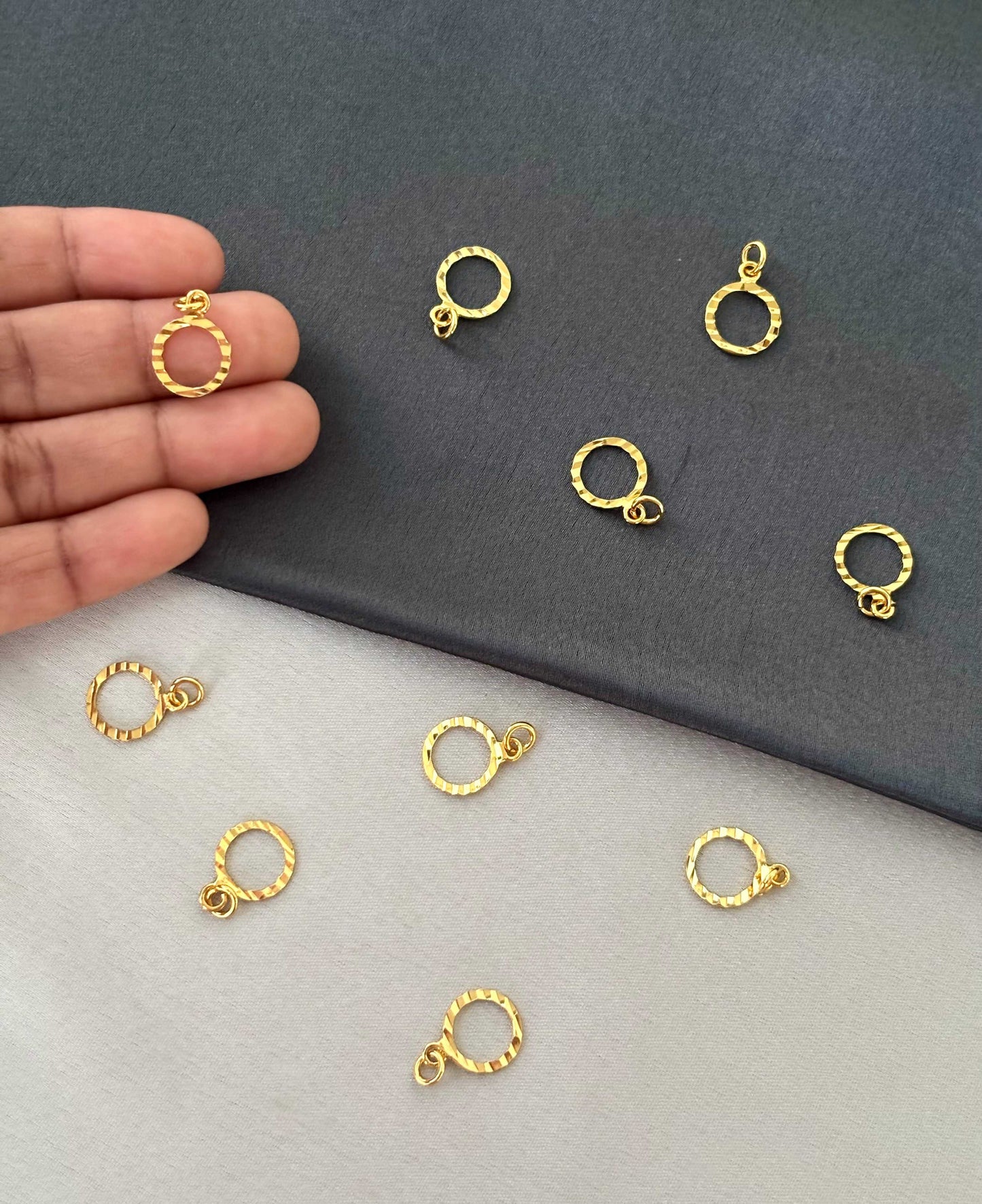Gold-Plated Textured Circle Pendants