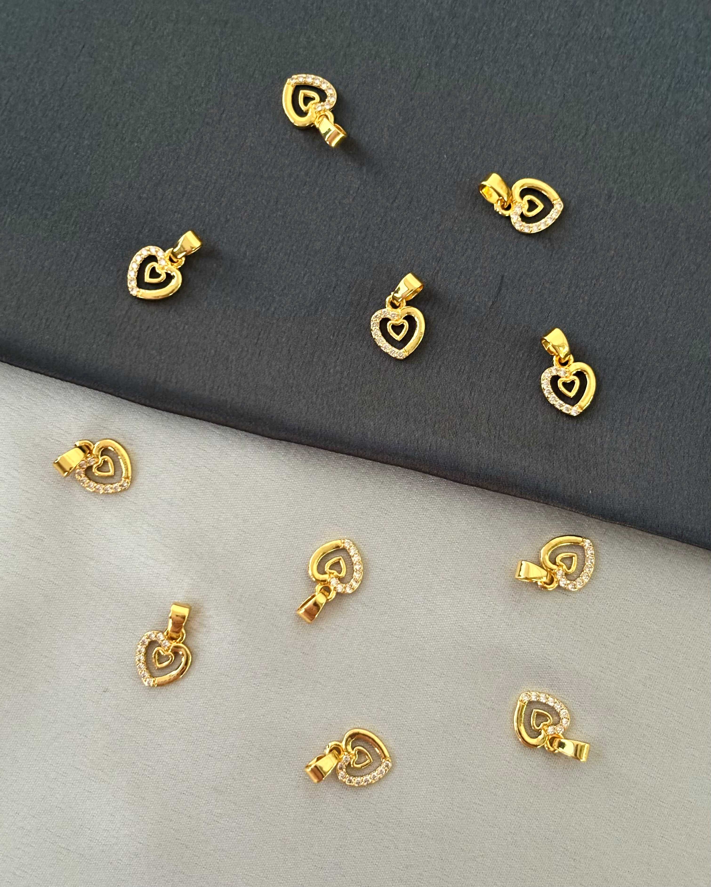 Gold-Plated Heart Pendants with White Stones