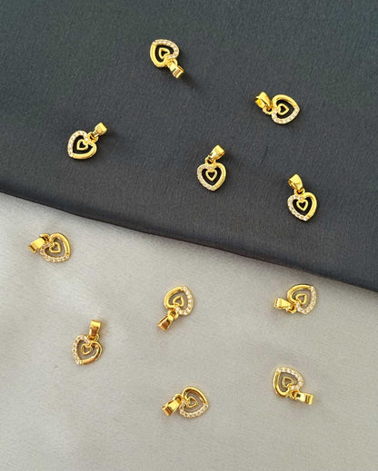 Gold-Plated Heart Pendants with White Stones