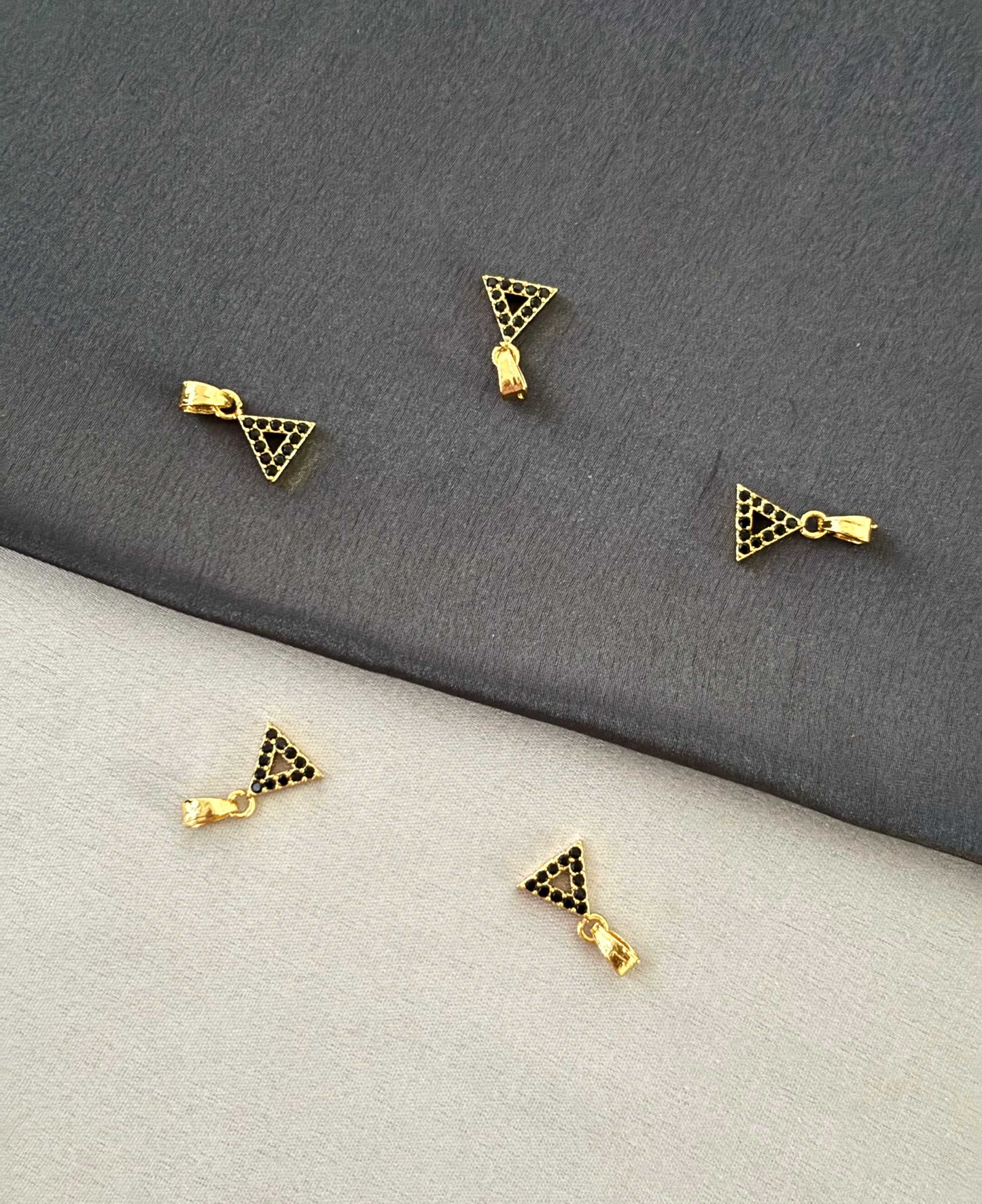 Gold-Plated Triangle Pendants with Black Stone