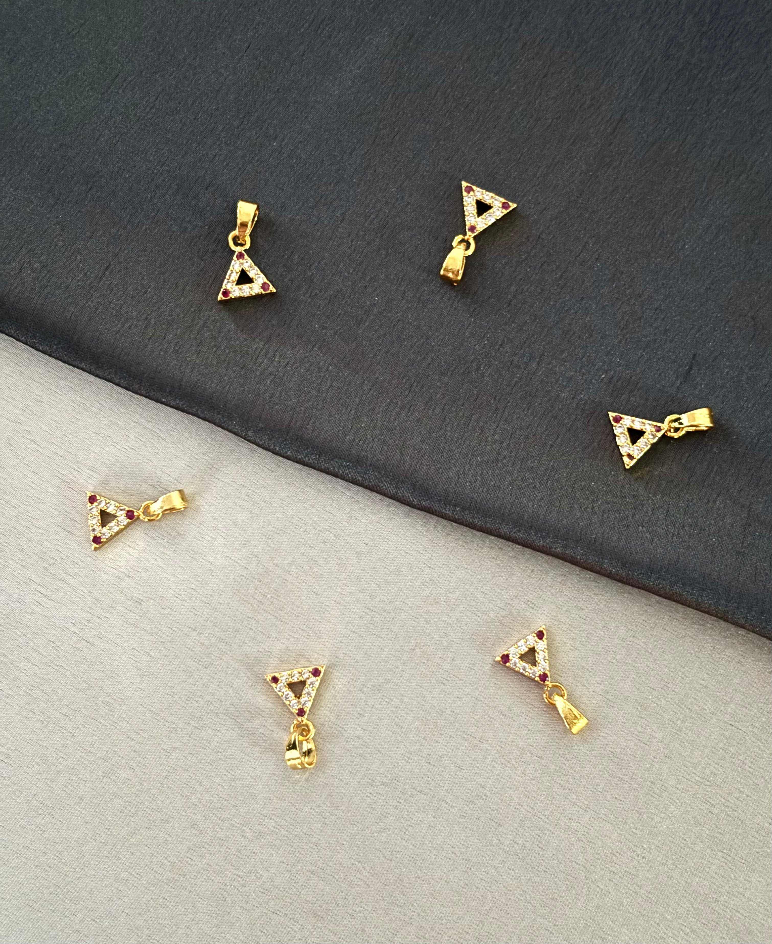 Gold-Plated Triangle Pendants with White Pink Stone