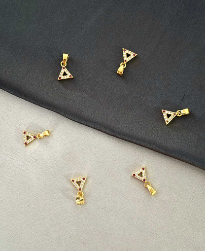 Gold-Plated Triangle Pendants with White Pink Stone