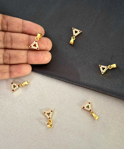 Gold-Plated Triangle Pendants with White Pink Stone