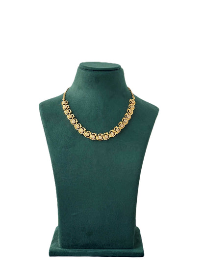 Gold Heart Stone Pendant Necklace with White Stones