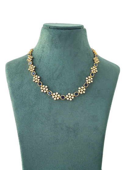 Designer Necklace with Blue and White Stones