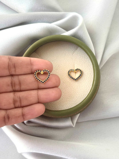 Gold Plated Dark Blue Heart Studs