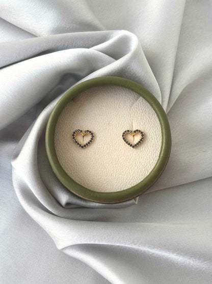 Gold Plated Dark Blue Heart Studs