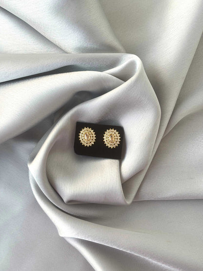 Gold Plated Oval Sunburst Crystal Studs