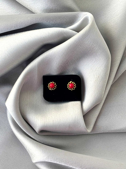 Gold Plated Pavizham Stud Earrings