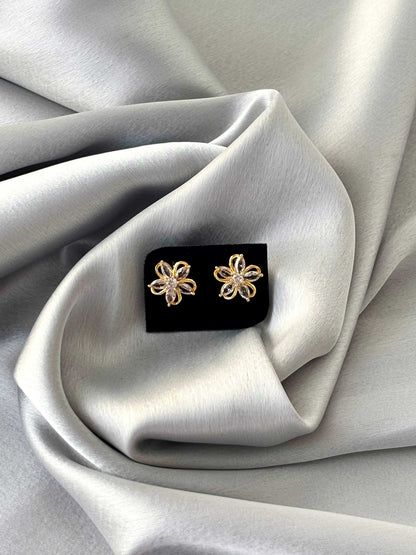 Gold Plated Crystal Swirl Floral Studs