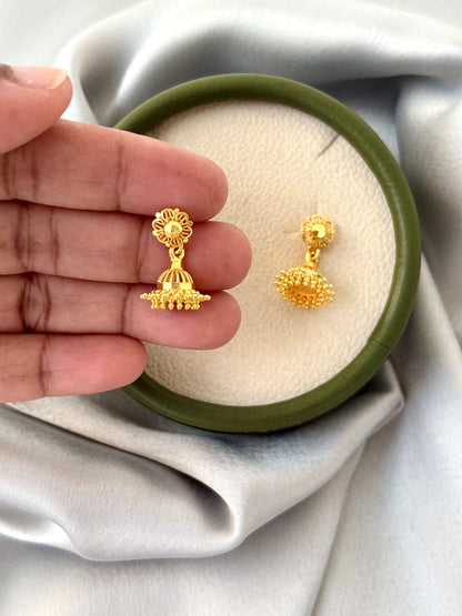 Gold Plated Textured Dome Jhumkas