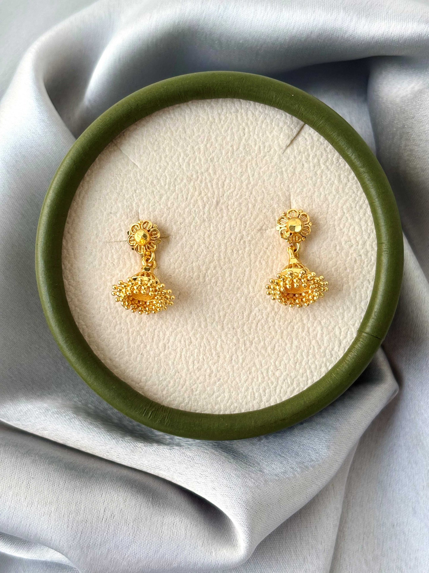 Gold Plated Textured Dome Jhumkas