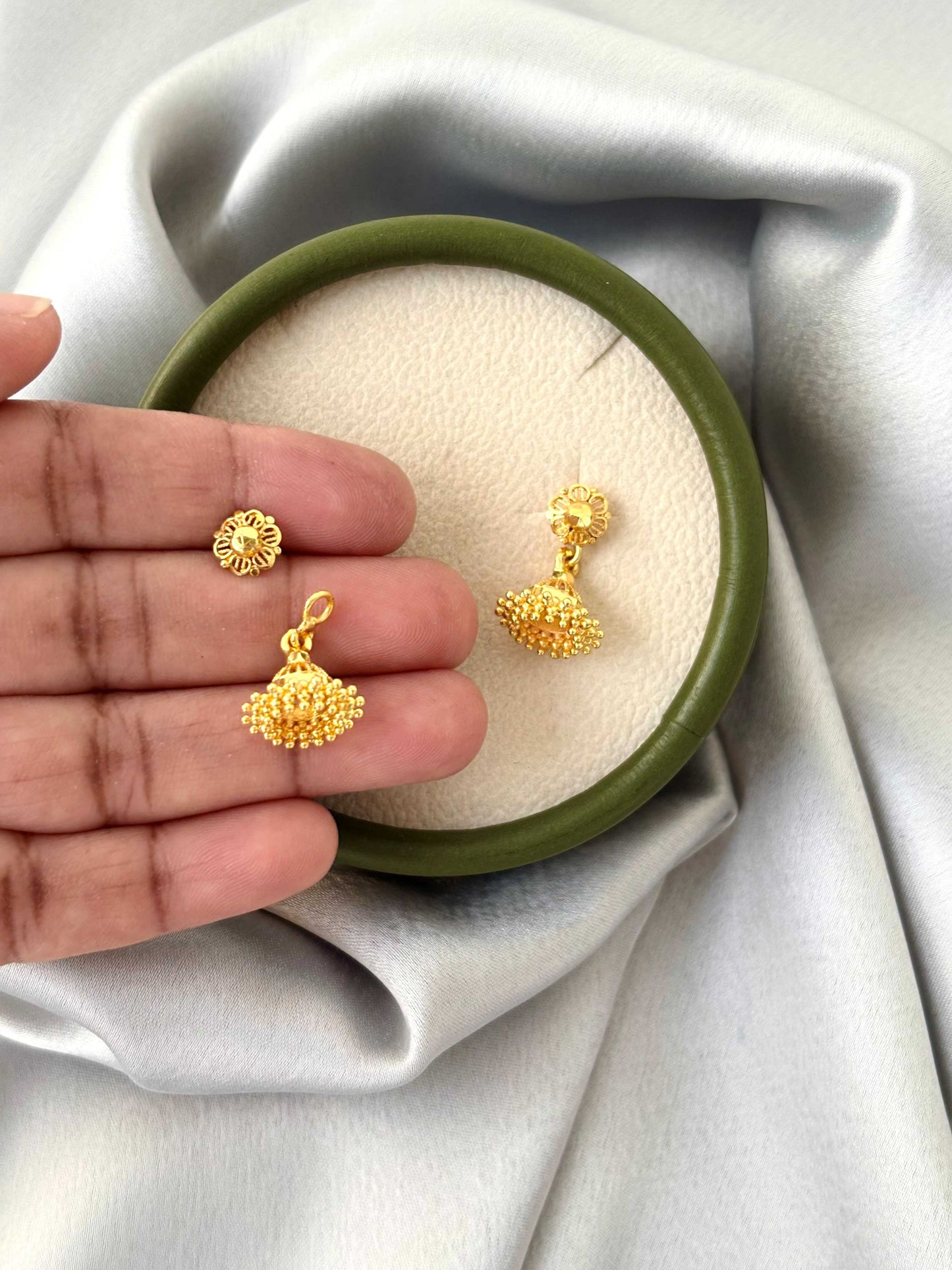 Gold Plated Textured Dome Jhumkas
