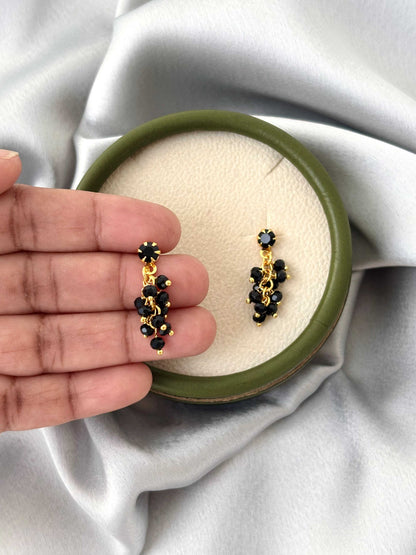 Gold Plated Black Crystal Cluster Drops