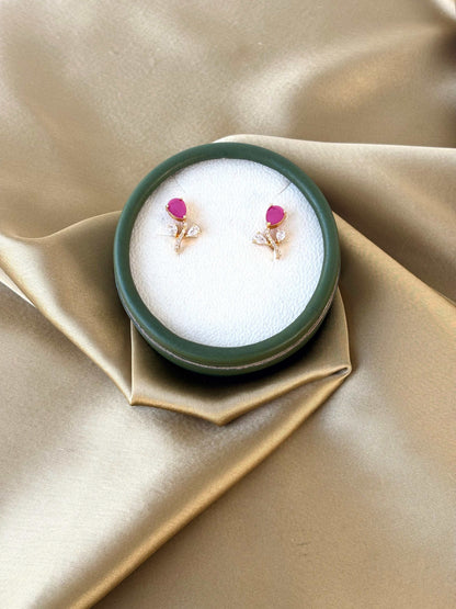 Gold Plated Rose Teardrop Floral Studs