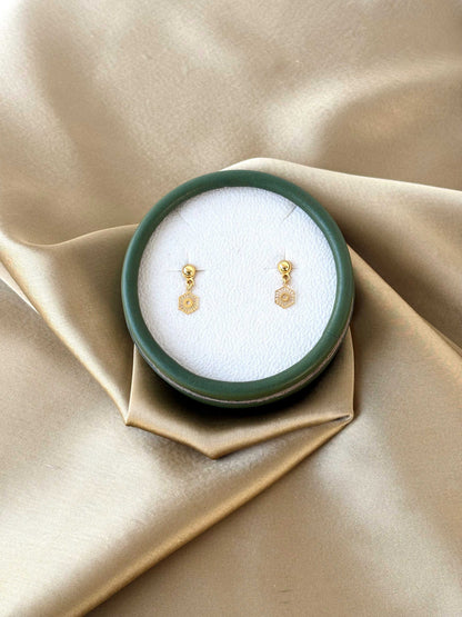 Gold Plated Hexagon Drop Earrings