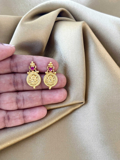 Gold Plated Lakshmi Coin Studs