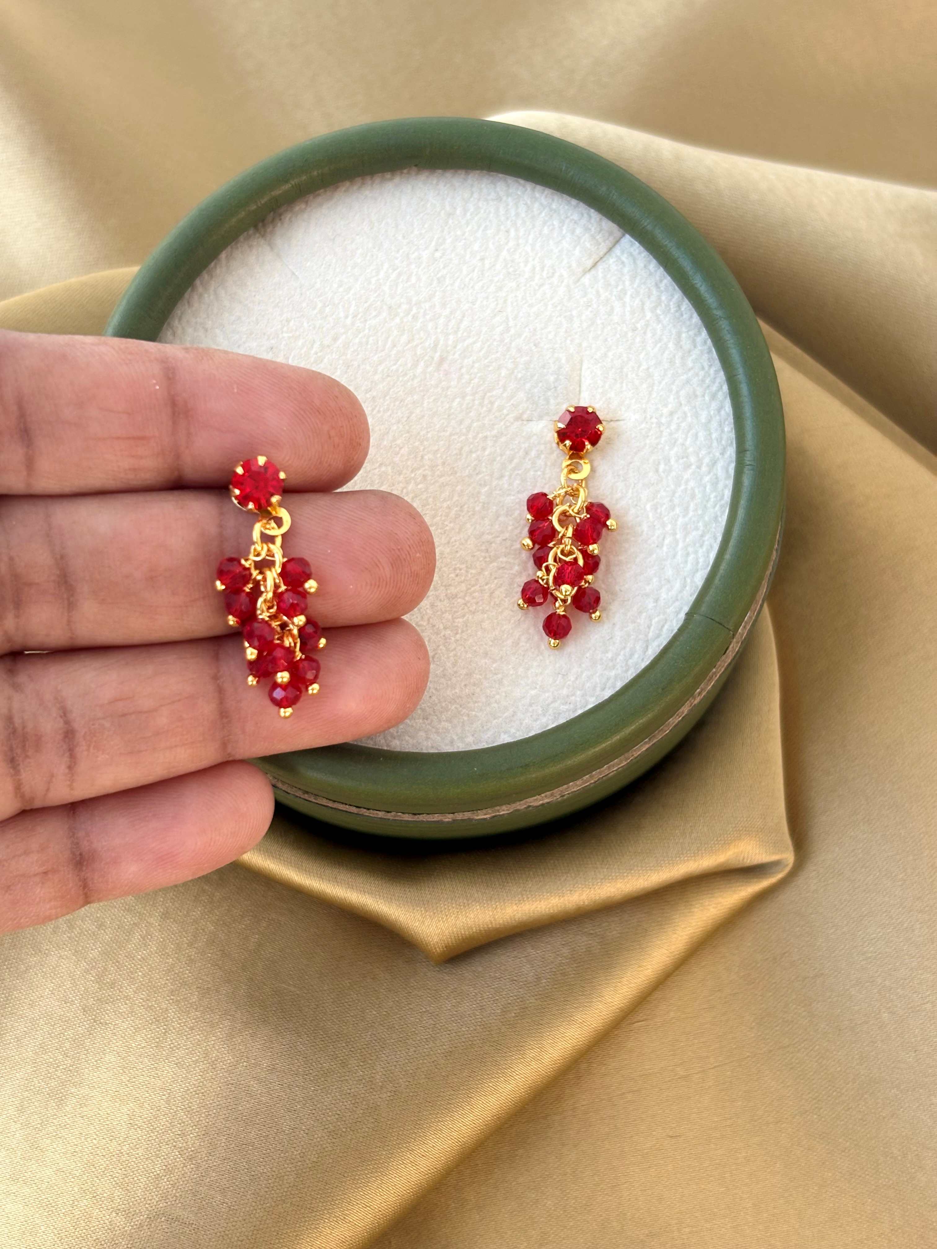 Gold Plated Red Drop Earrings