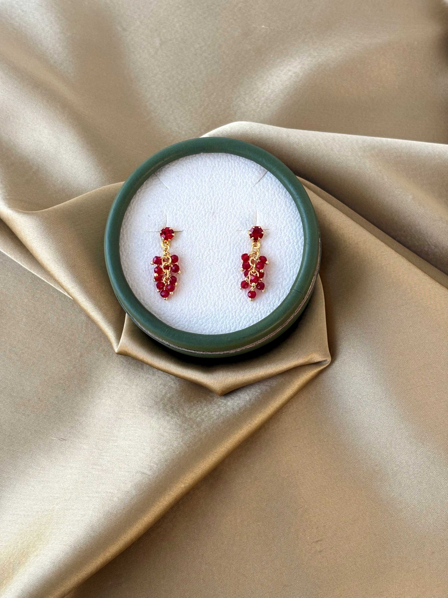 Gold Plated Red Drop Earrings