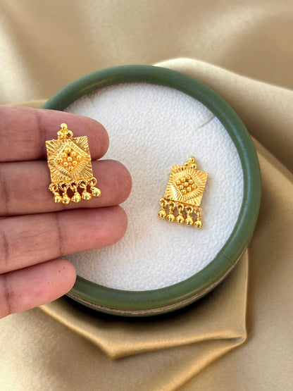 Gold Plated Textured Square Studs