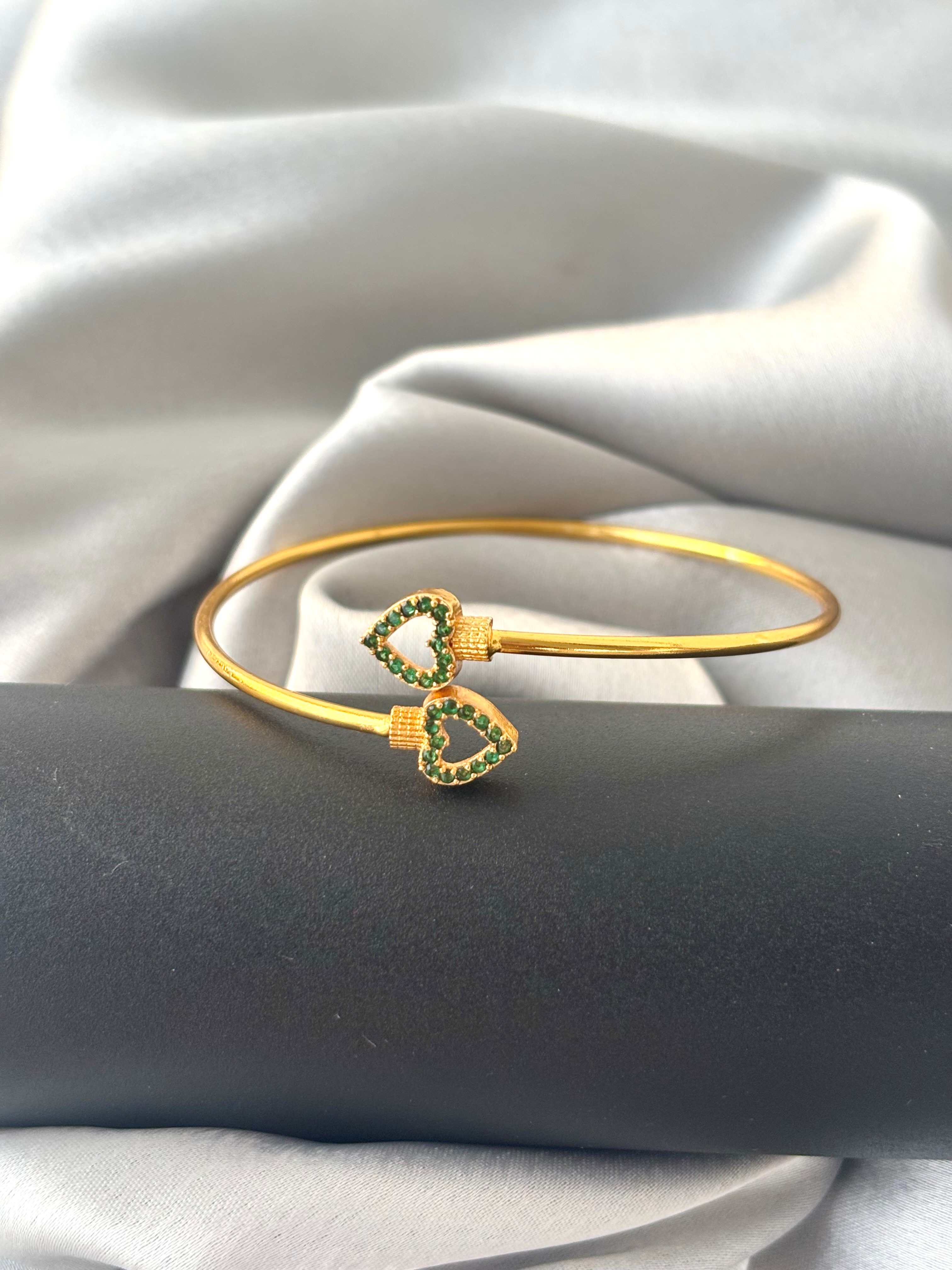 Green Stone Heart Cuff