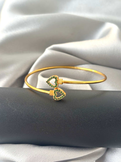 Green Stone Heart Cuff