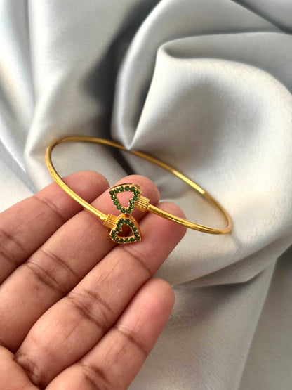 Green Stone Heart Cuff