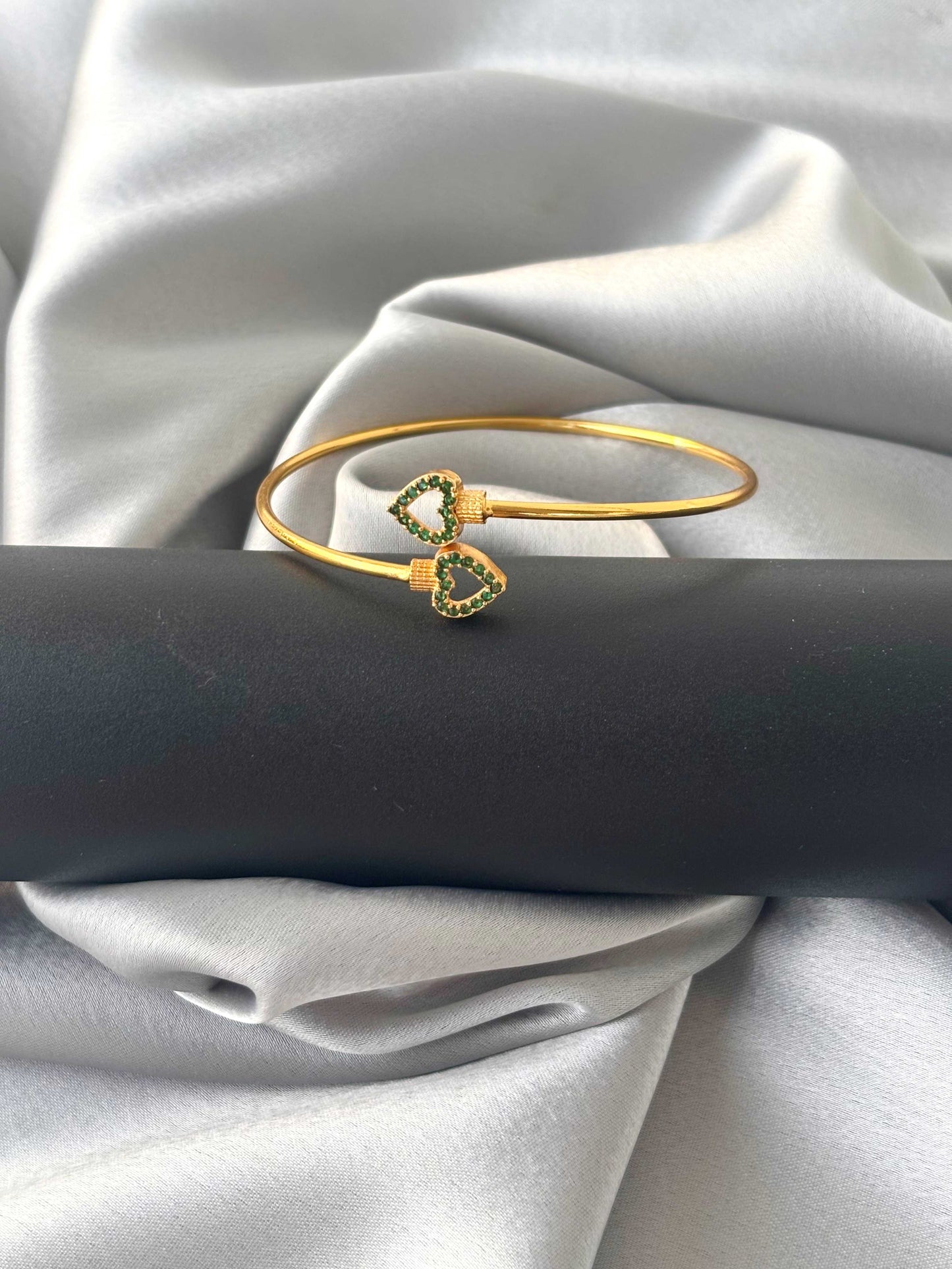 Green Stone Heart Cuff