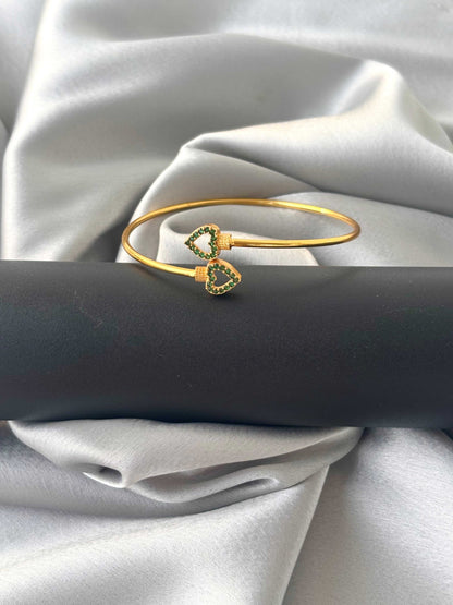 Green Stone Heart Cuff