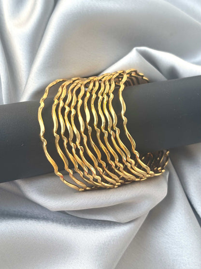 Wavy Zigzag Gold-Plated Stacking Bangles 2.6