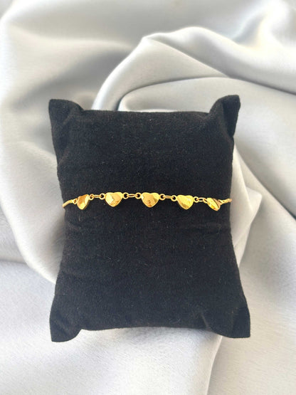 Polished Heart Link Gold-Plated Bracelet
