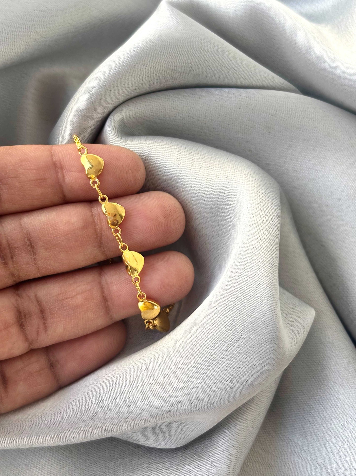 Polished Heart Link Gold-Plated Bracelet