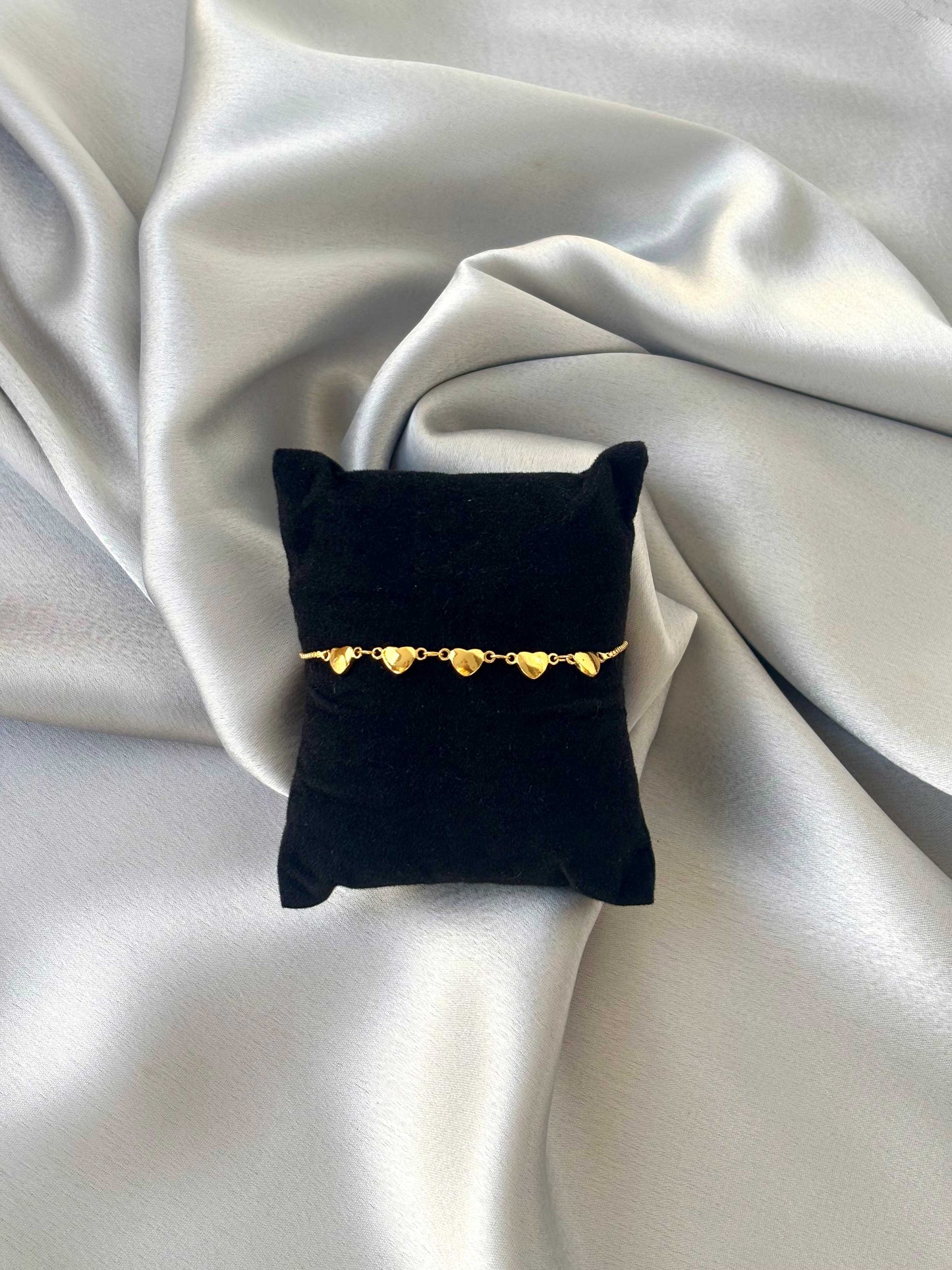 Polished Heart Link Gold-Plated Bracelet