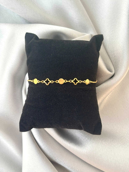 Quatrefoil and Disc Gold-Plated Bracelet
