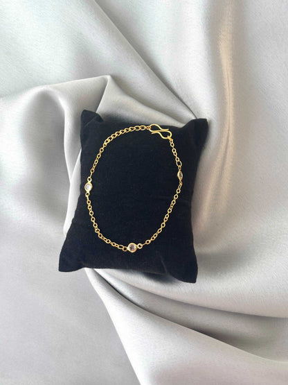 Three-Stone Gold-Plated Chain Bracelet
