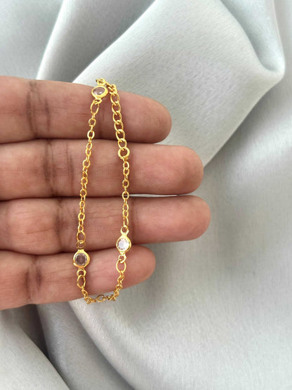 Three-Stone Gold-Plated Chain Bracelet