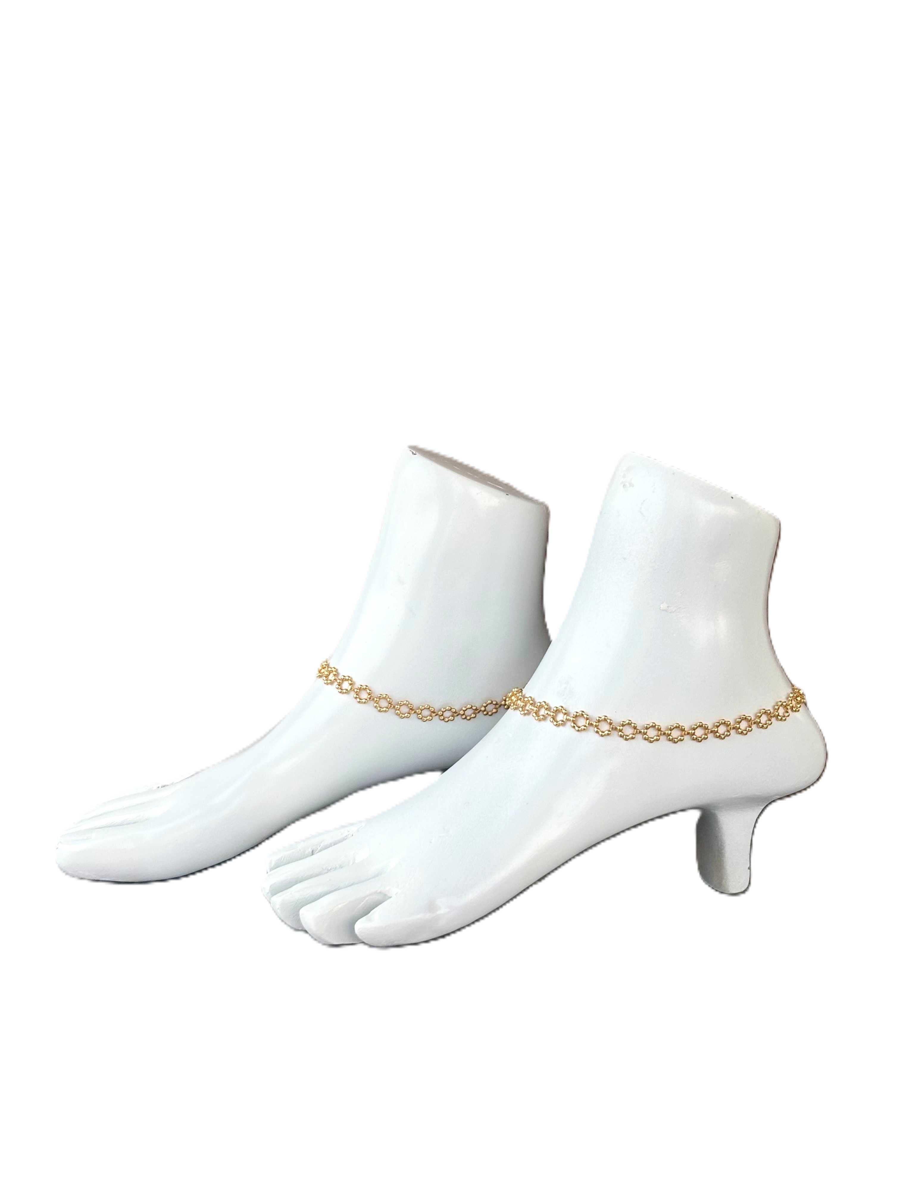 Gold-Plated Floral Link Anklets
