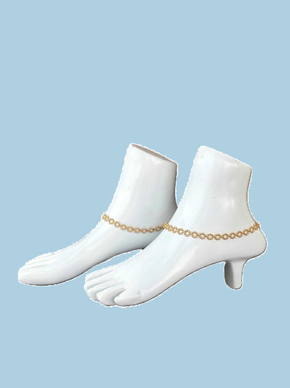 Gold-Plated Floral Link Anklets