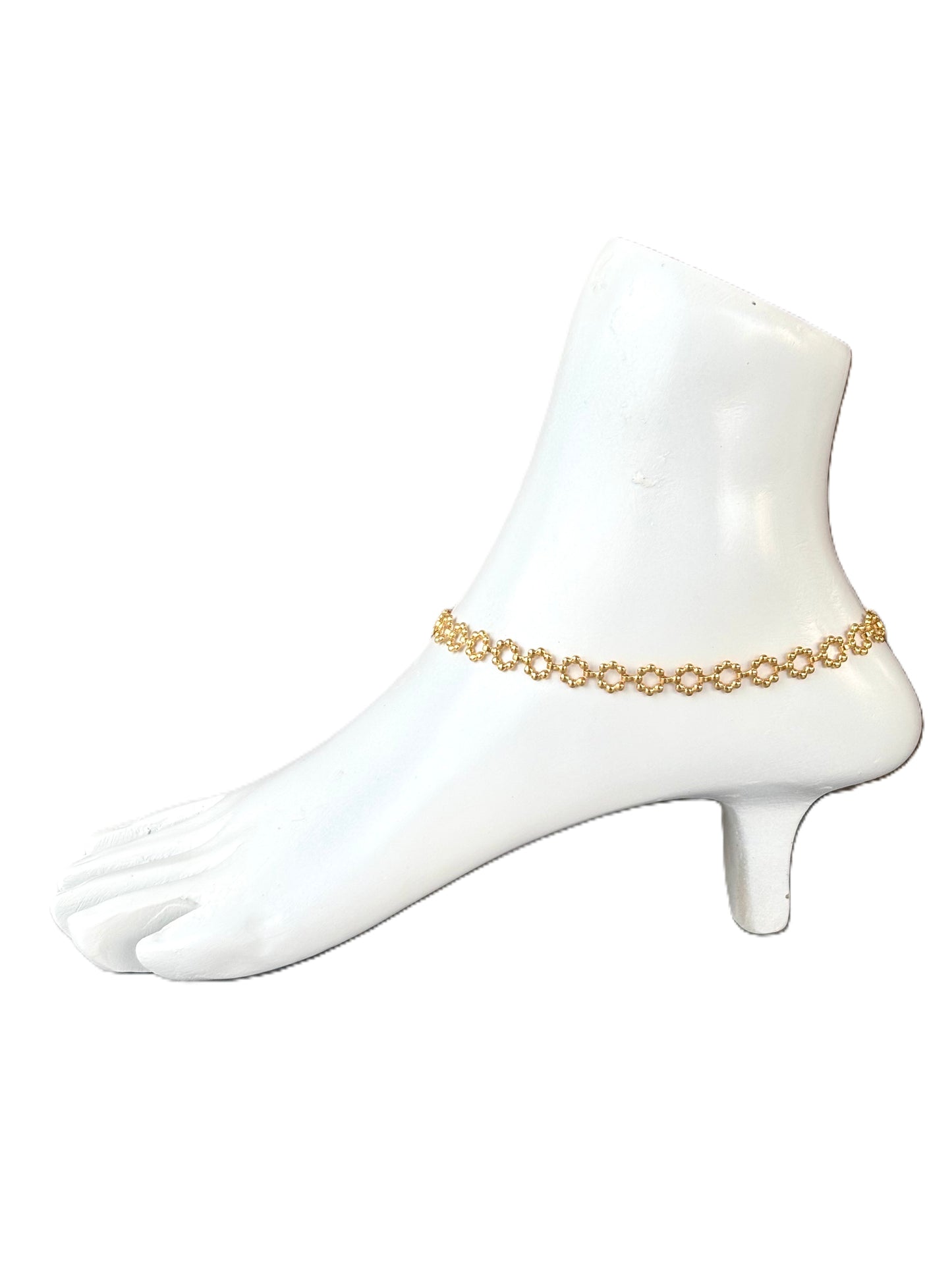 Gold-Plated Floral Link Anklets